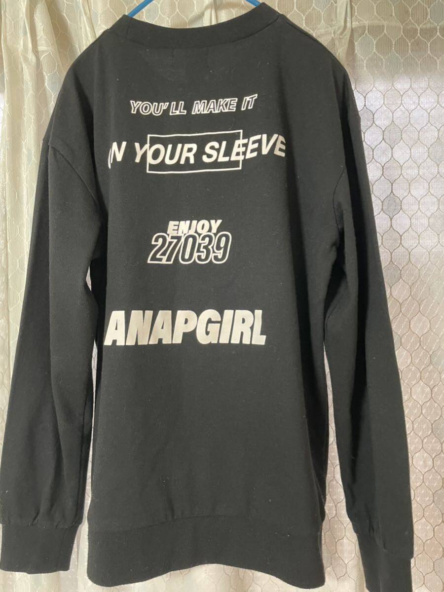 【ANAP GIRL アナップ】バックプリント スウェットTシャツ ブラック 黒 Mサイズ_画像4