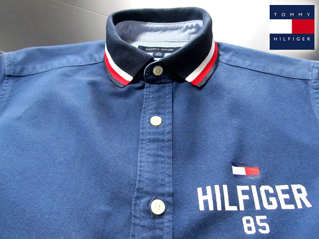 ★美品 トミーヒルフィガー TOMMY HILFIGER ポロスタイルシャツ 長袖 Sサイズ 希少品 トミープレミアム・ネイビー_画像3