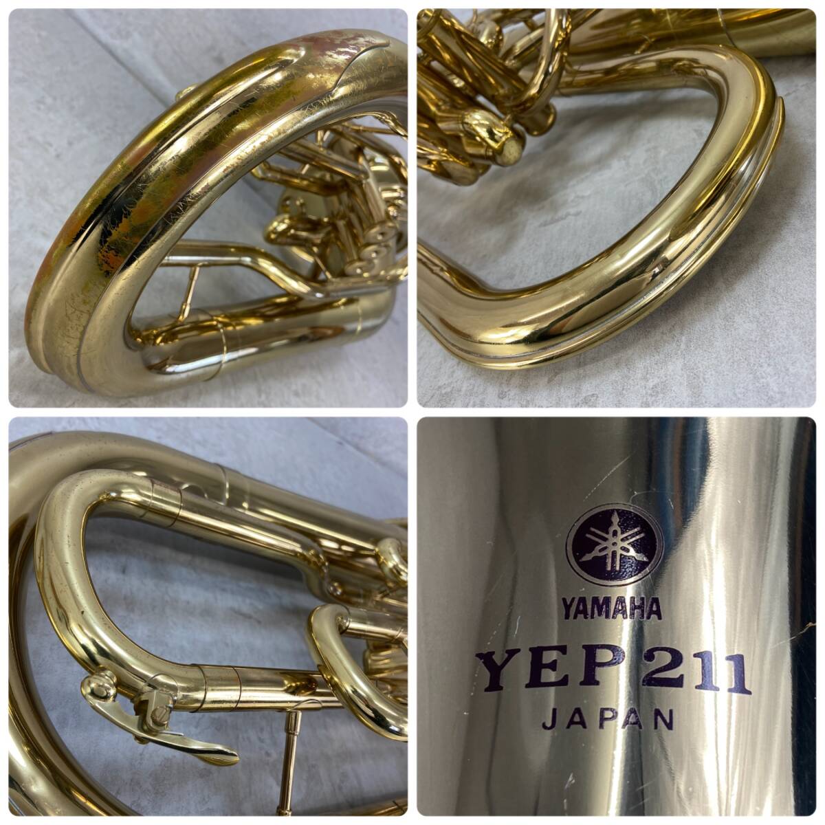 YAMAHA　ヤマハ　YEP-211　ユーフォニアム　euphonium フロントベル　フロントピストン パープルロゴ　紫ロゴ 管楽器　ビンテージ_画像7
