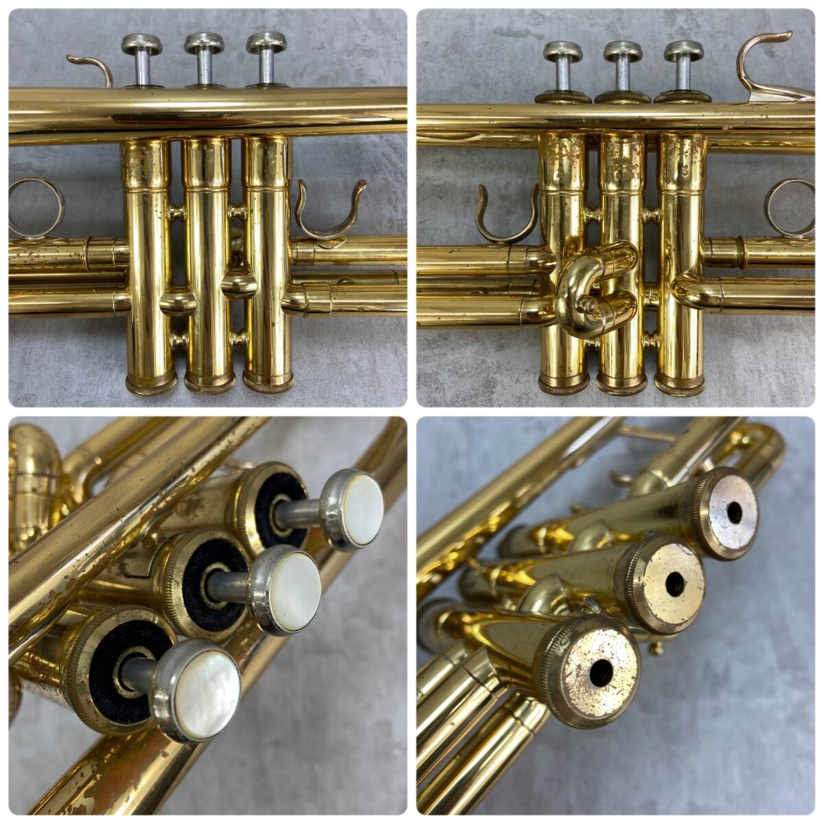 YAMAHA　ヤマハ トランペット trumpet 管楽器 YTR636　プロモデル　ゴールドラッカー　ビンテージ　JAPAN　日本製　マウスピース_画像7