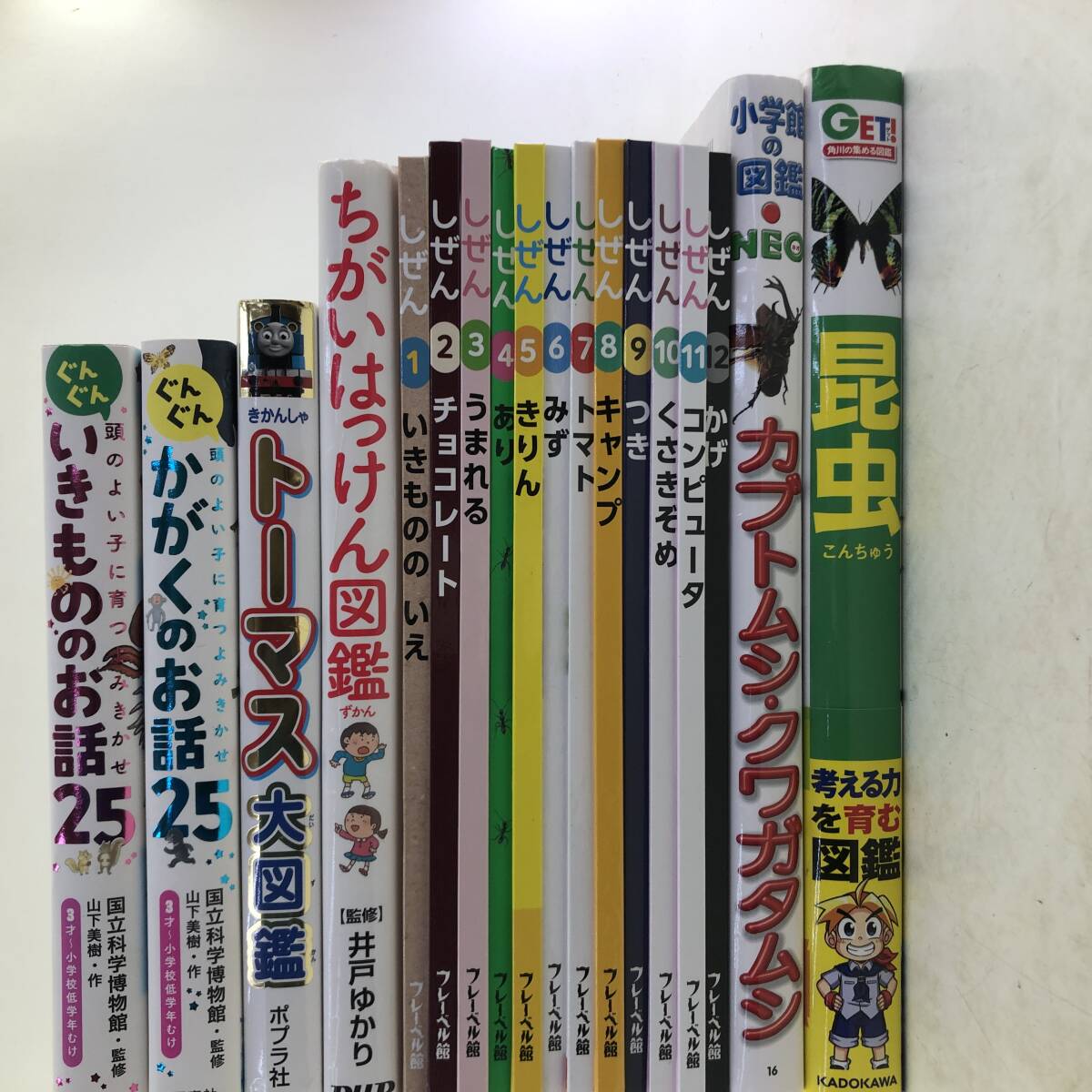 【18冊セット】児童書 図鑑等 まとめ/かがくのお話25・いきもののお話25/トーマス大図鑑/ちがいはっけん図鑑/昆虫/カブトムシ クワガタムシ_画像1