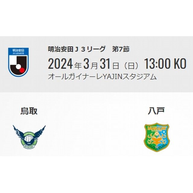 最終　3/27.13時まで　２枚セット　ロイヤルA　ガイナーレ鳥取　vs ヴァンラーレ八戸