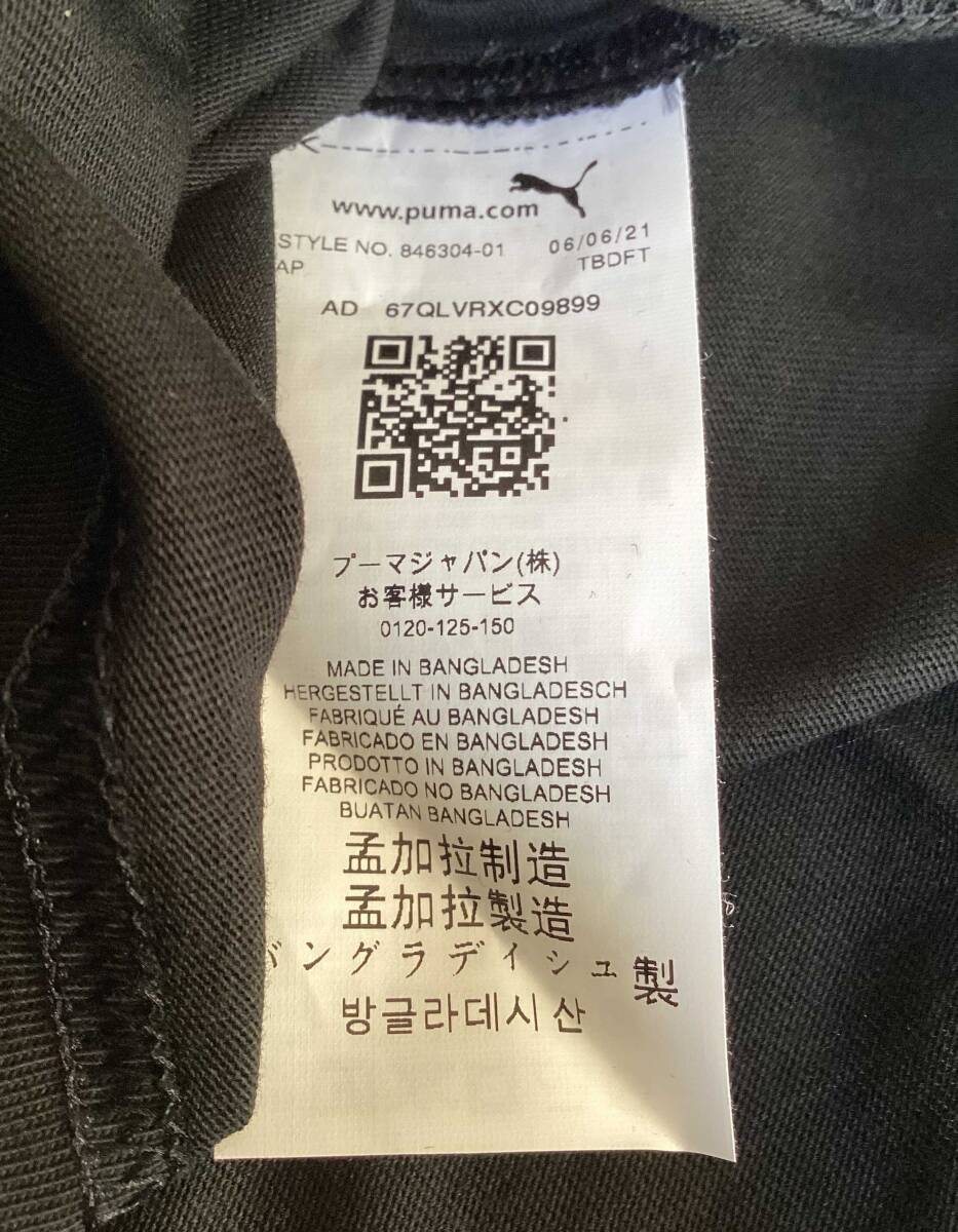 K26　新品未使用　プーマ　Tシャツ　黒　半袖　XXLサイズ　チェスト102～106　ブラック　PUMA U字　_画像7