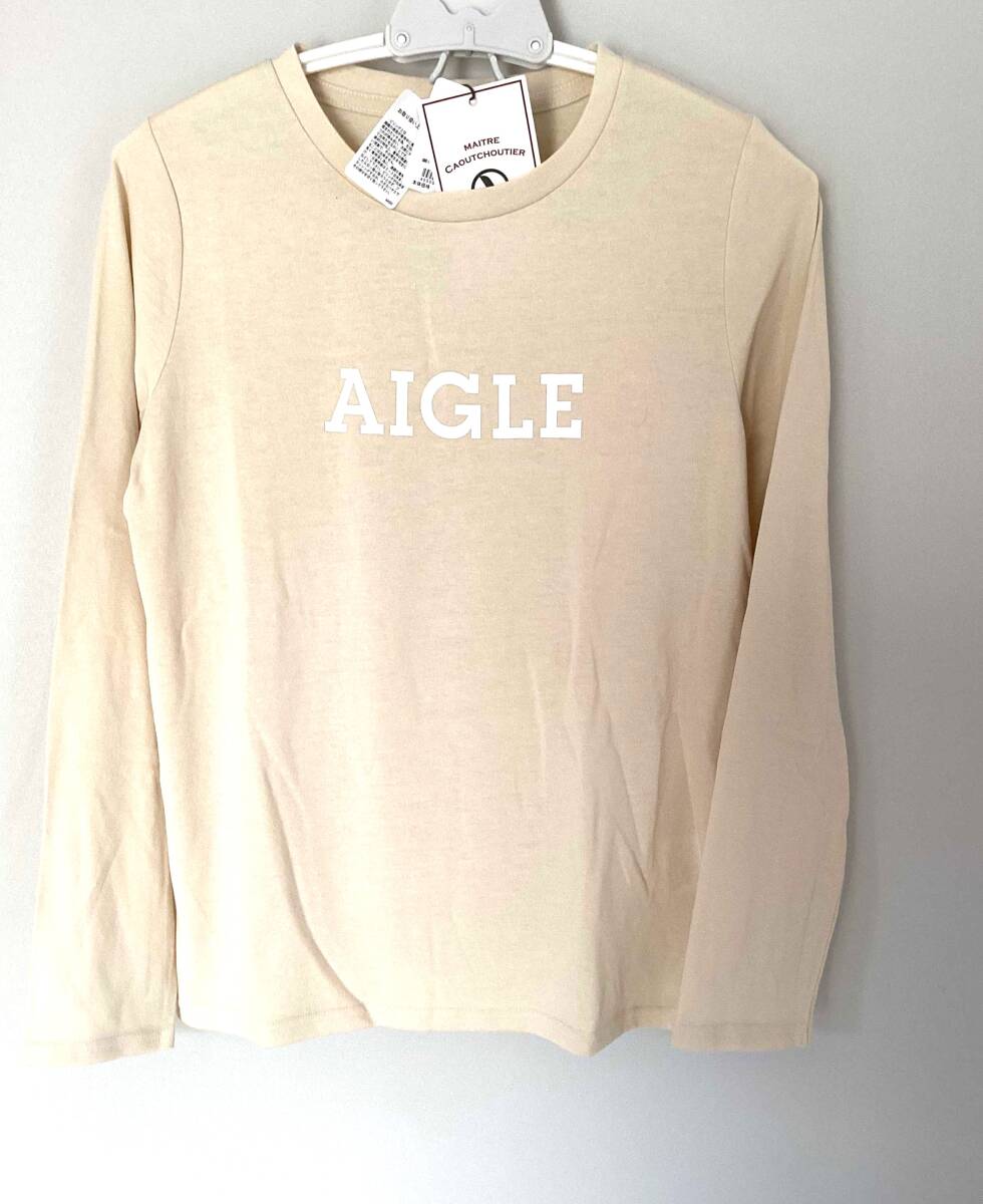 K34 新品未使用 AEGLE レディース　M 長袖　Tシャツ　定価5,900円　綿ポリ　ライトベージュ エーグル　アウトドア_画像1