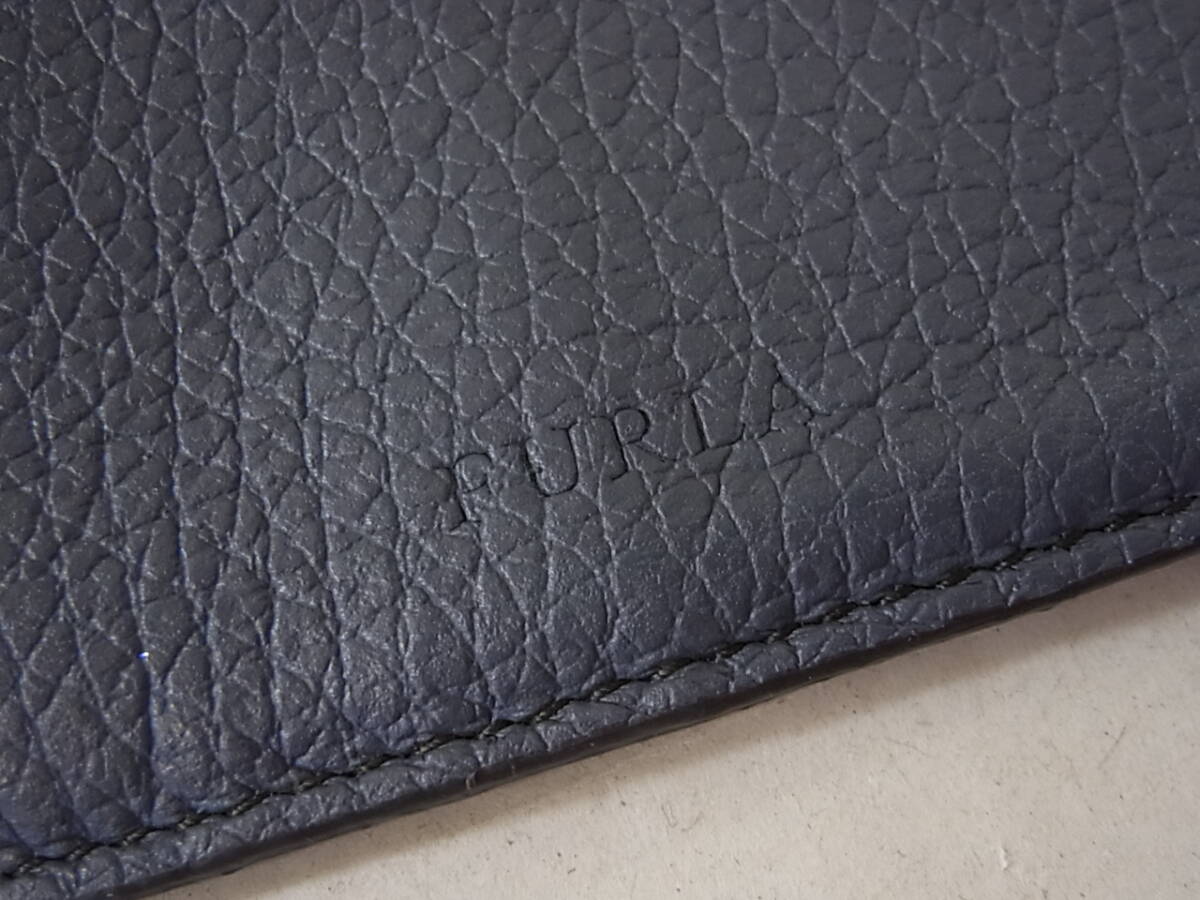 160220H61-0301H-A3#FURLA# Furla leather change purse .* card-case gray series × orange series antique 