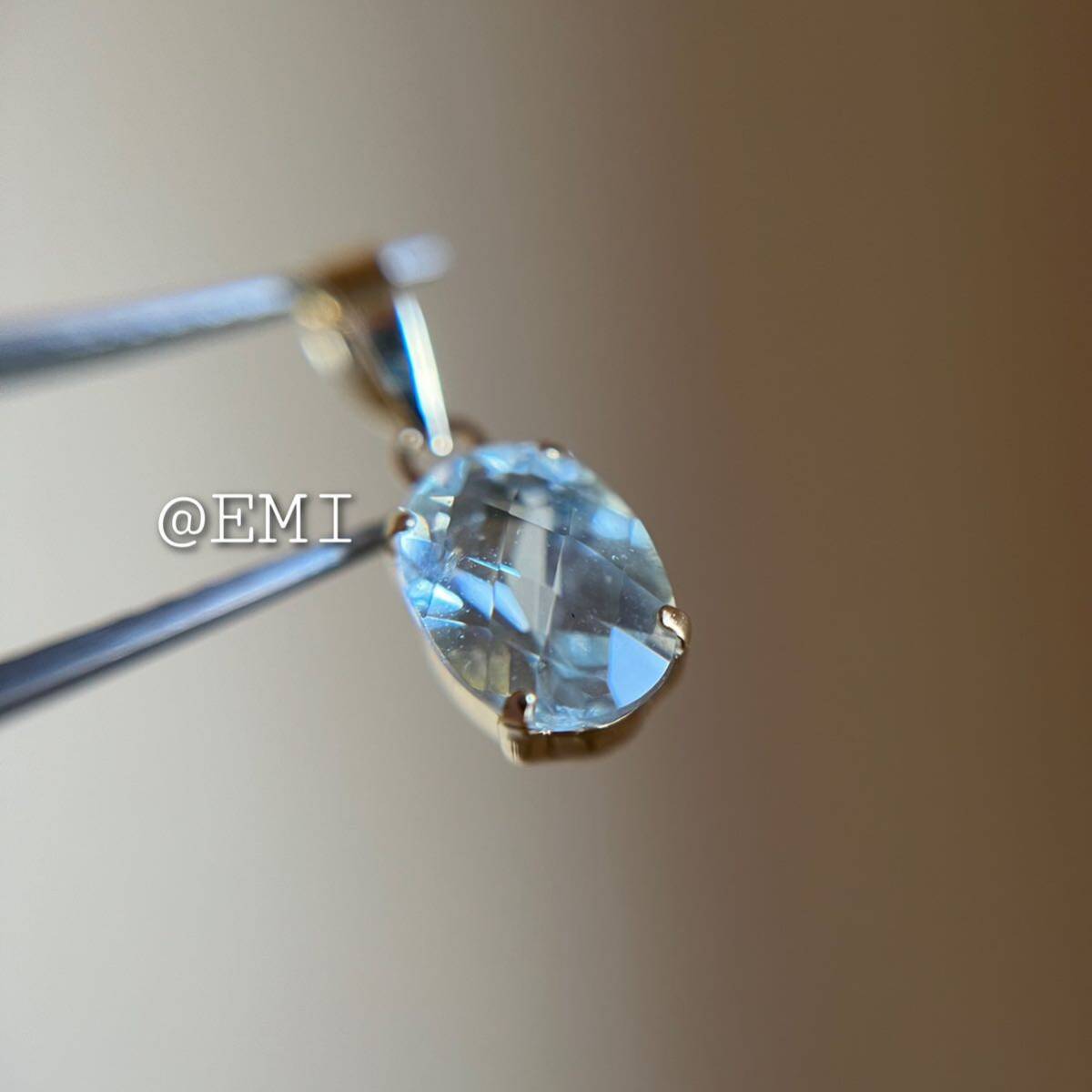 【スペシャルプライス☆☆】 K18 天然石アクアマリン　5×7 ペンダントトップ　チェッカーカット　aquamarine 18金