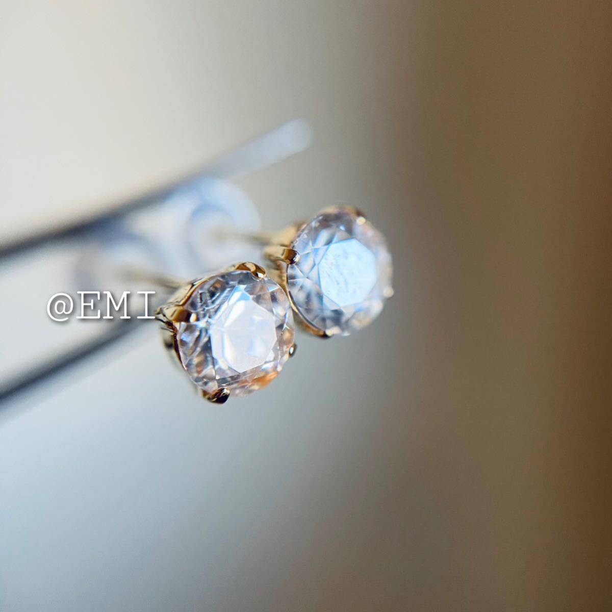 [ time sale *] K18YG natural stone ivory zircon earrings 1.40ct 18 gold 