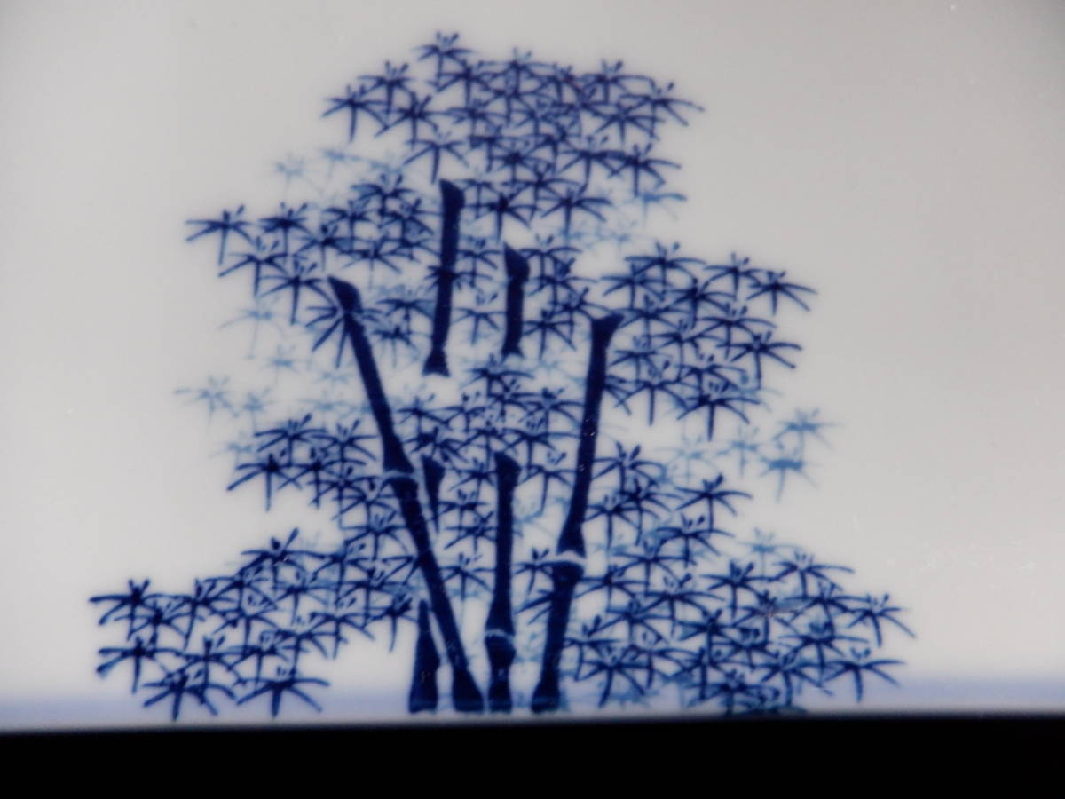 有田焼  水吉陶園  染付  角皿  長方形皿  竹林の絵柄  美品の画像2