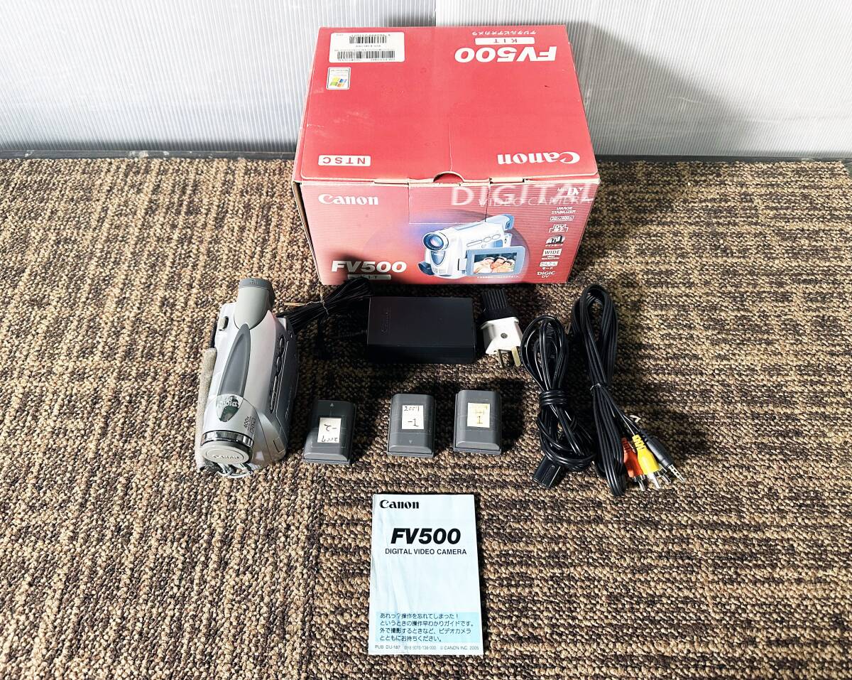 ◎★ 中古★Canon/キャノン　Stylish＆Easy　デジタルビデオカメラ　mini DV　アダプター・元箱付き【DM-FV500】D2C6_画像1