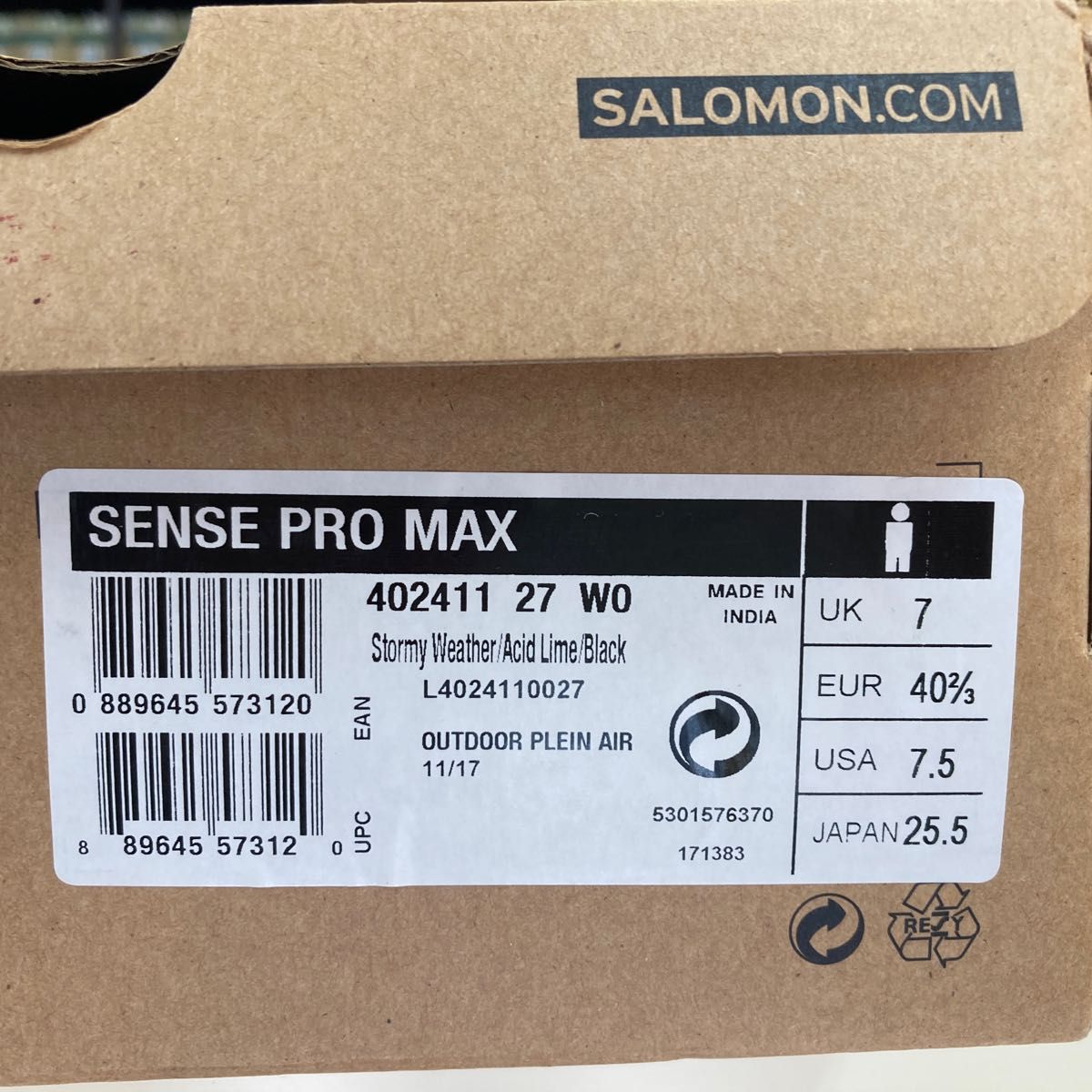 サロモン トレイルシューズ SENSE PRO MAX 25.5 トレイルランニングシューズ