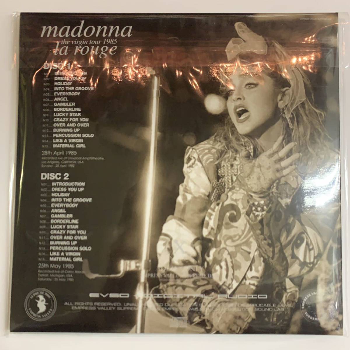 MADONNA / la rouge the virgin tour 1985「美しきヴェロニカ」2CD 7インチサイズのラージジャケット！限定特価！最高のライヴアルバム！