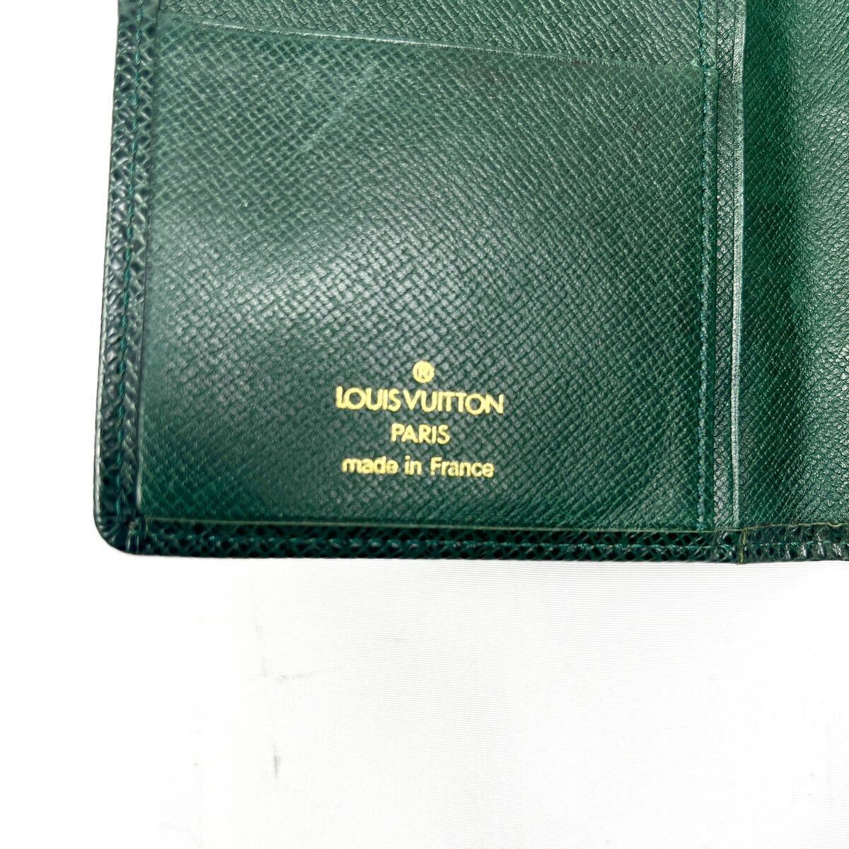 1円 ■美品■ LOUIS VUITTON ルイヴィトン M30394 ポルトバルール カルトクレディ 長財布 メンズ 札入れ タイガ 2つ折りグリーン 緑 _画像8