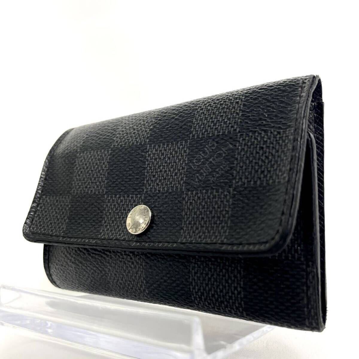 1円 ■良品■ LOUIS VUITTON ルイヴィトン N62662 ダミエグラフィット ミュルティクレ6 6連 キーケース 鍵入れ メンズ ブラック黒 _画像1