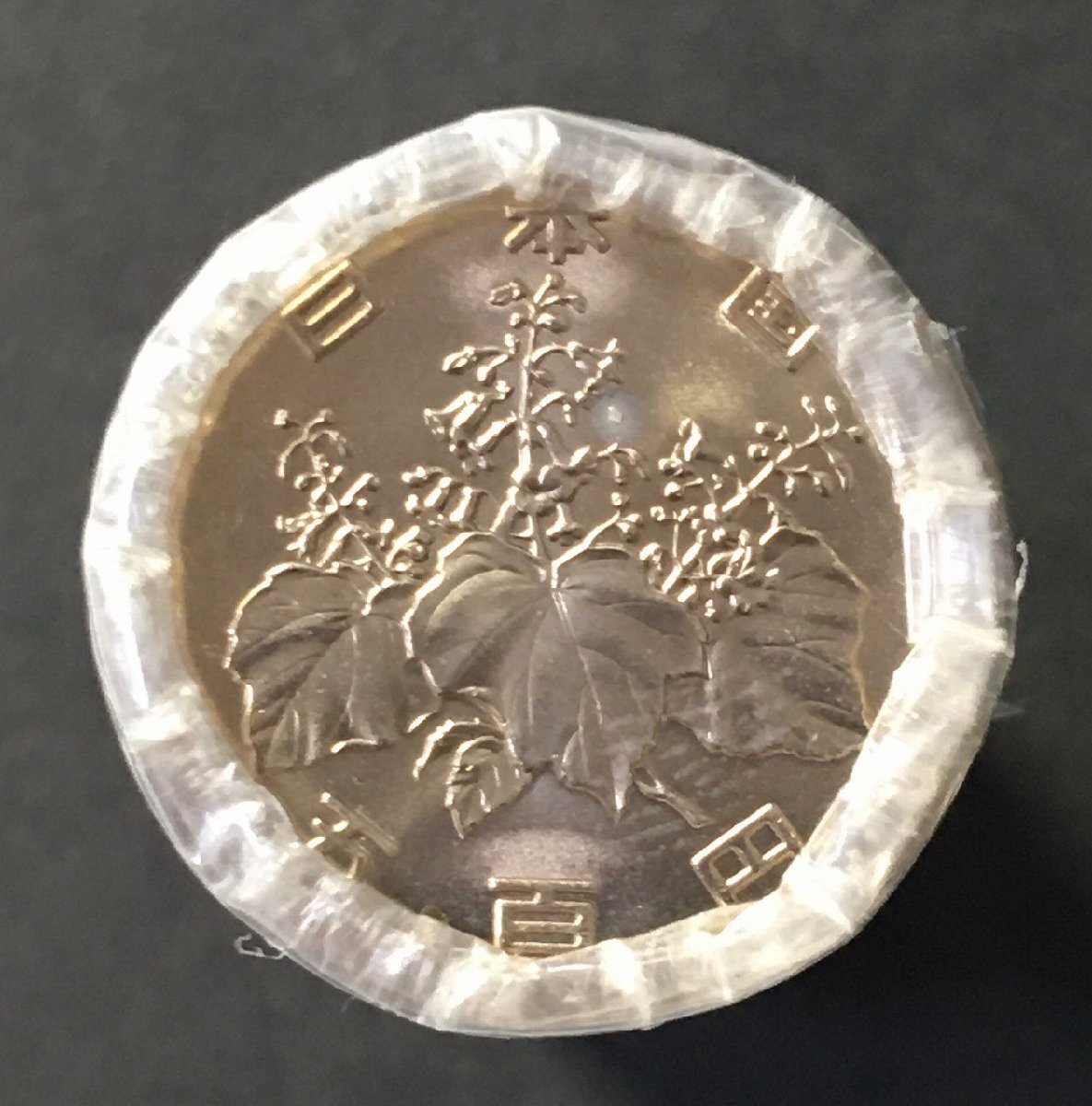 500円玉白銅貨 (桐と竹、橘) 昭和64特年1989 銀行ロール完封１本 収集ワールド_写真実物「収集ワールド」