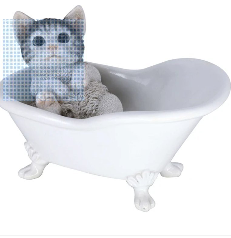 可愛い　お風呂に入っている猫の置物　ネコの置物　ねこの置物