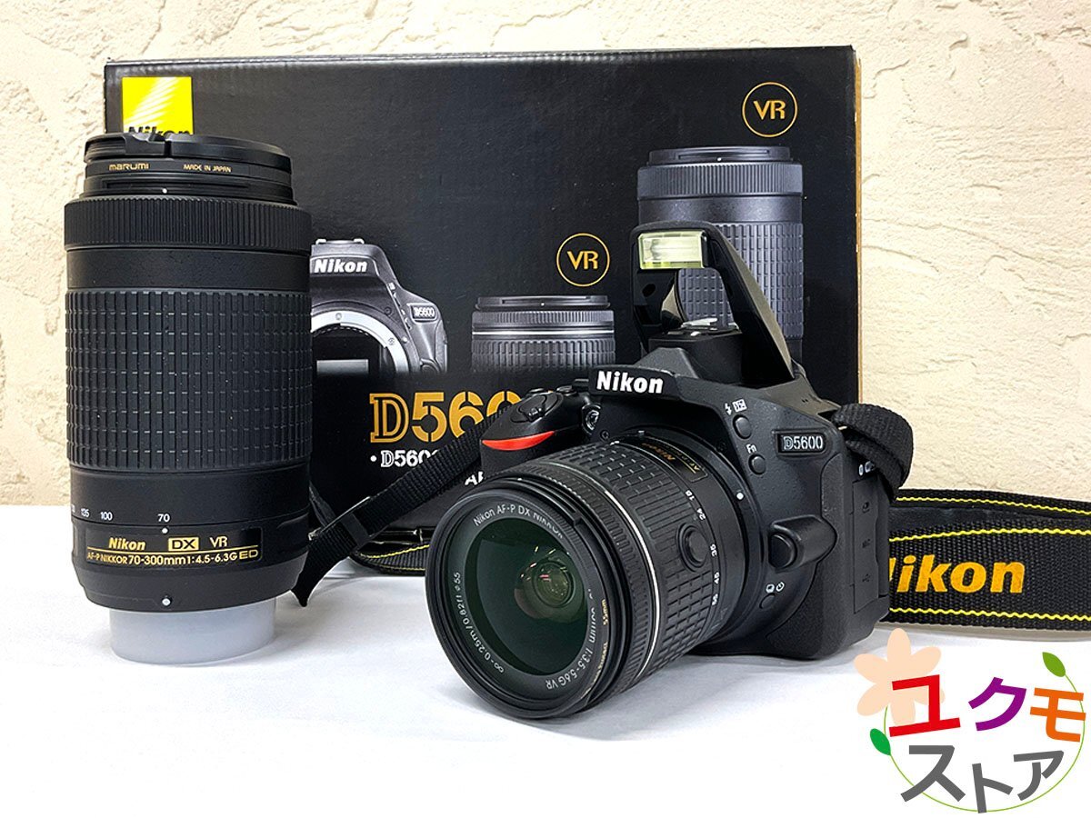 【開始価格1円】 美品 Nikon ニコン D5600 ダブルズームレンズキット 18-55mm f/3.5-5.6G VR / 70-300mm f/4.5-6.3G ED VR 動作確認OK!