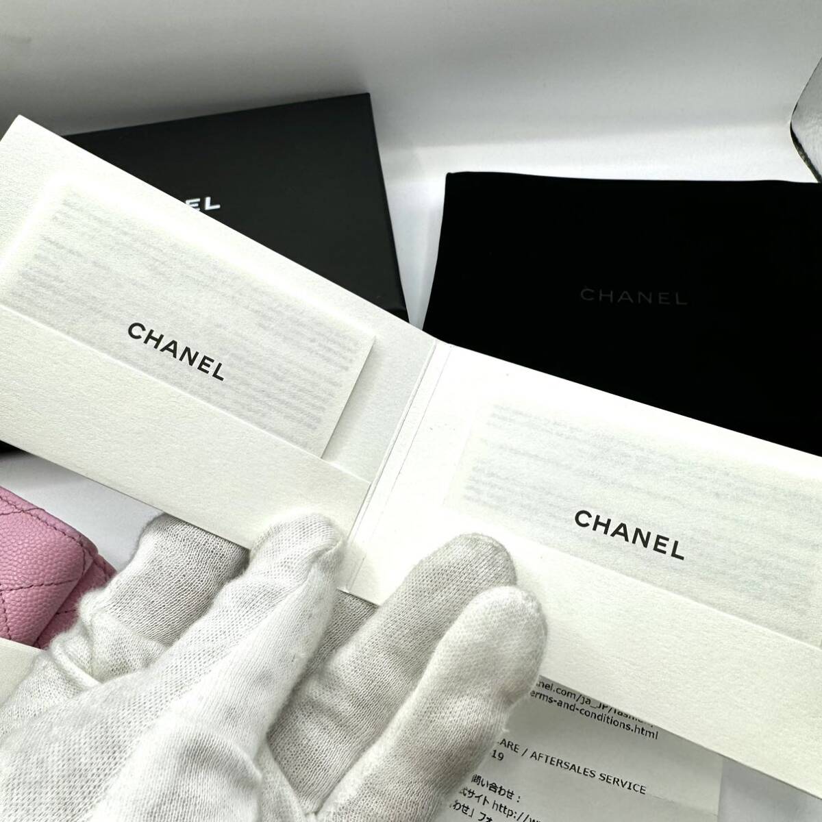 現行モデル CHANEL シャネル キャビアスキン ココマーク マトラッセ 財布 三つ折財布 3つ ライラック ピンク レディース 2023年11月購入の画像10
