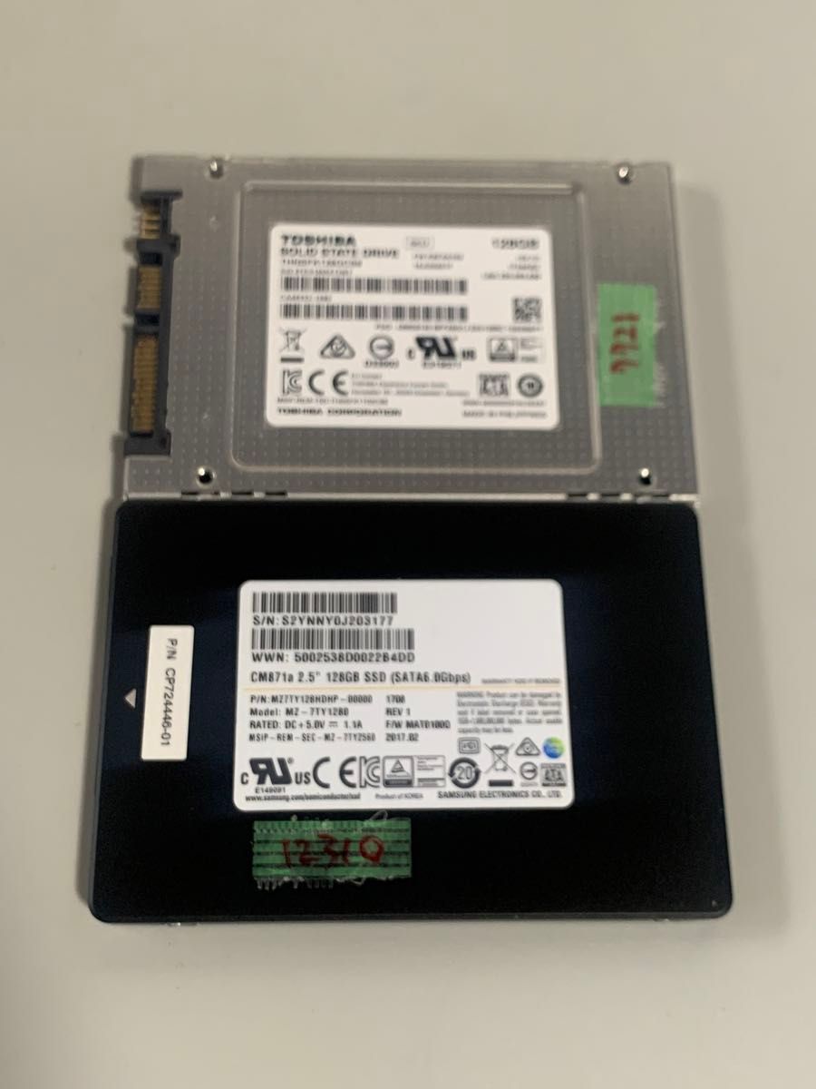 2.5インチ 128GB SSD 2枚 Toshiba Samsung