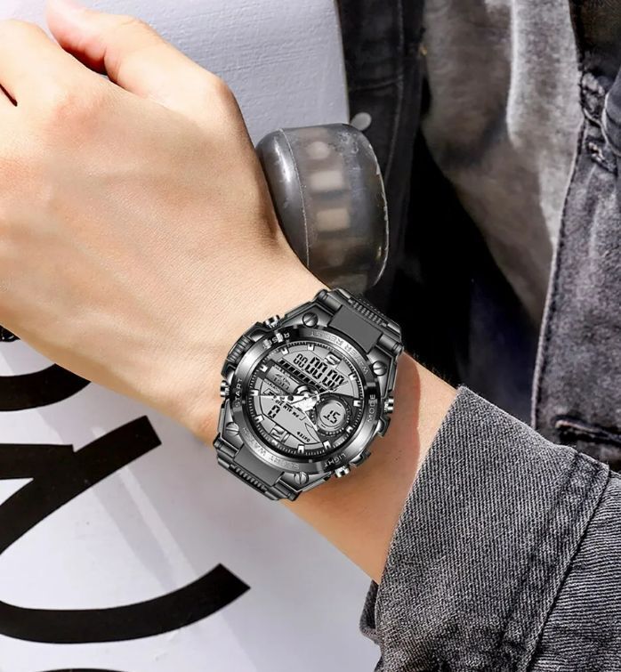 4▼▲新品未使用デザイン腕時計(LIGE黒)▼▲シルバーカシオG-SHOCK アルマーニディーゼル セイコー ポールスミス バーバリー好きに人気の画像2