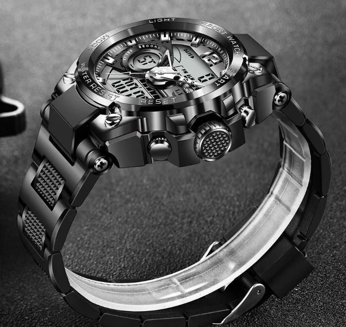 4▼▲新品未使用デザイン腕時計(LIGE黒)▼▲シルバーカシオG-SHOCK アルマーニディーゼル セイコー ポールスミス バーバリー好きに人気の画像3