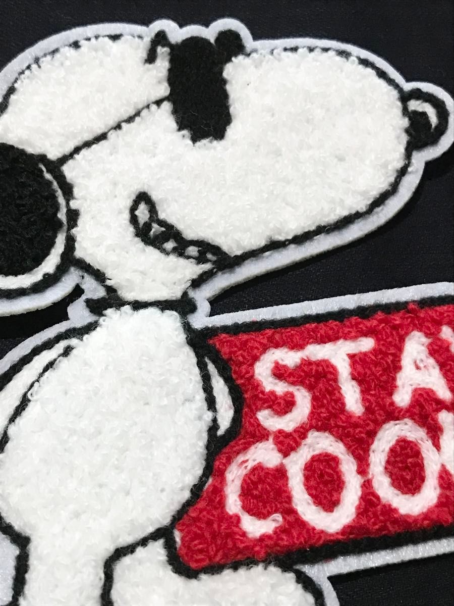 モコモコワッペン　ステイクール　スヌーピー　SNOOPY ジョークール　JOECOOL ワッペン　パイルワッペン