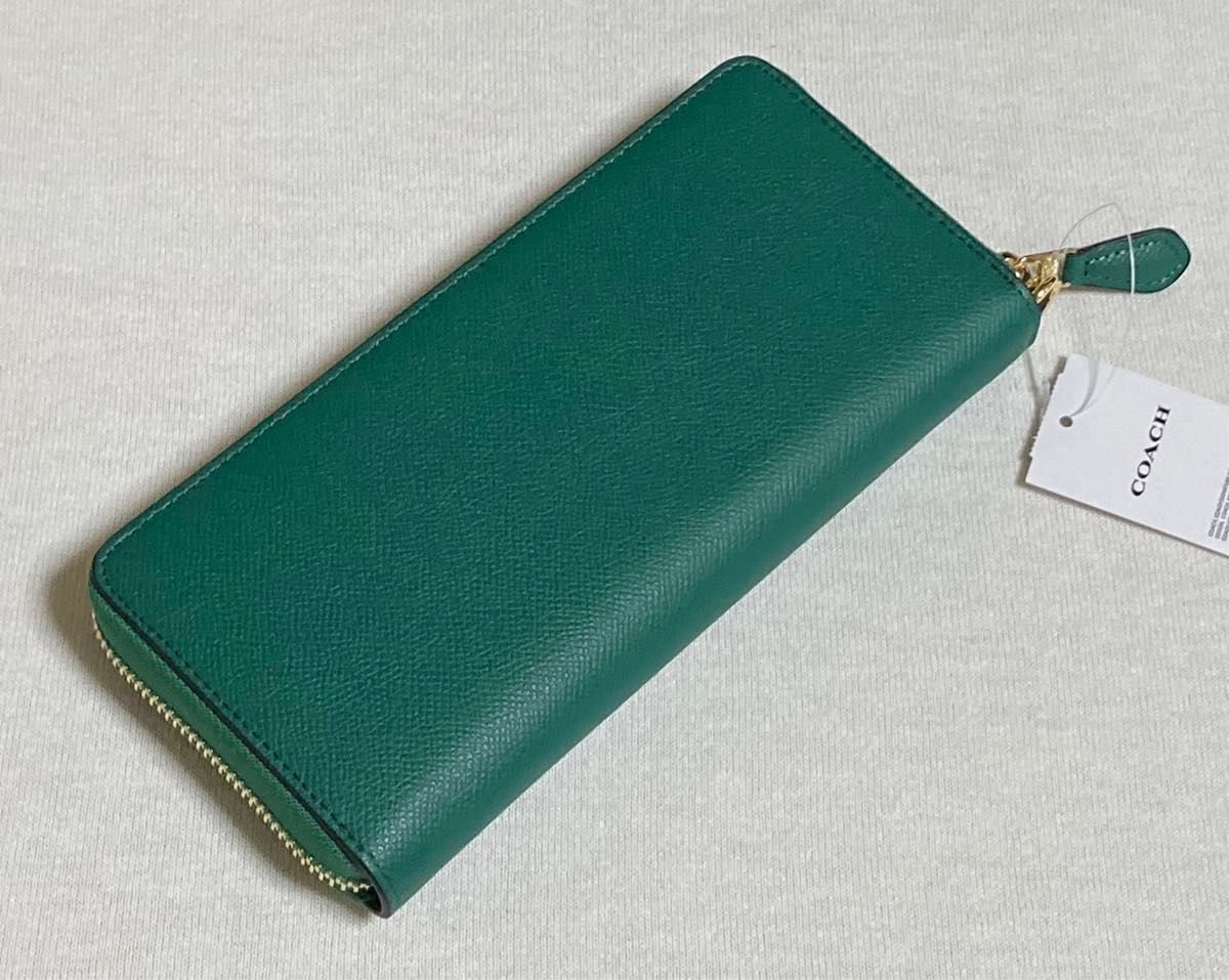 新品 COACH コーチ 長財布 グリーン 緑 Cロゴ ストラップ付き 新品 COACH コーチ 長財布 グリーン 緑 Cロゴ ストラップ付き