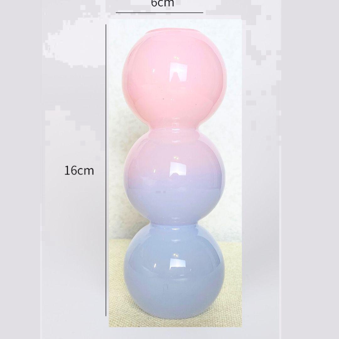 フラワーベース 花瓶 バブル 3連 乳白色 北欧 ガラス おしゃれ 韓国 人気