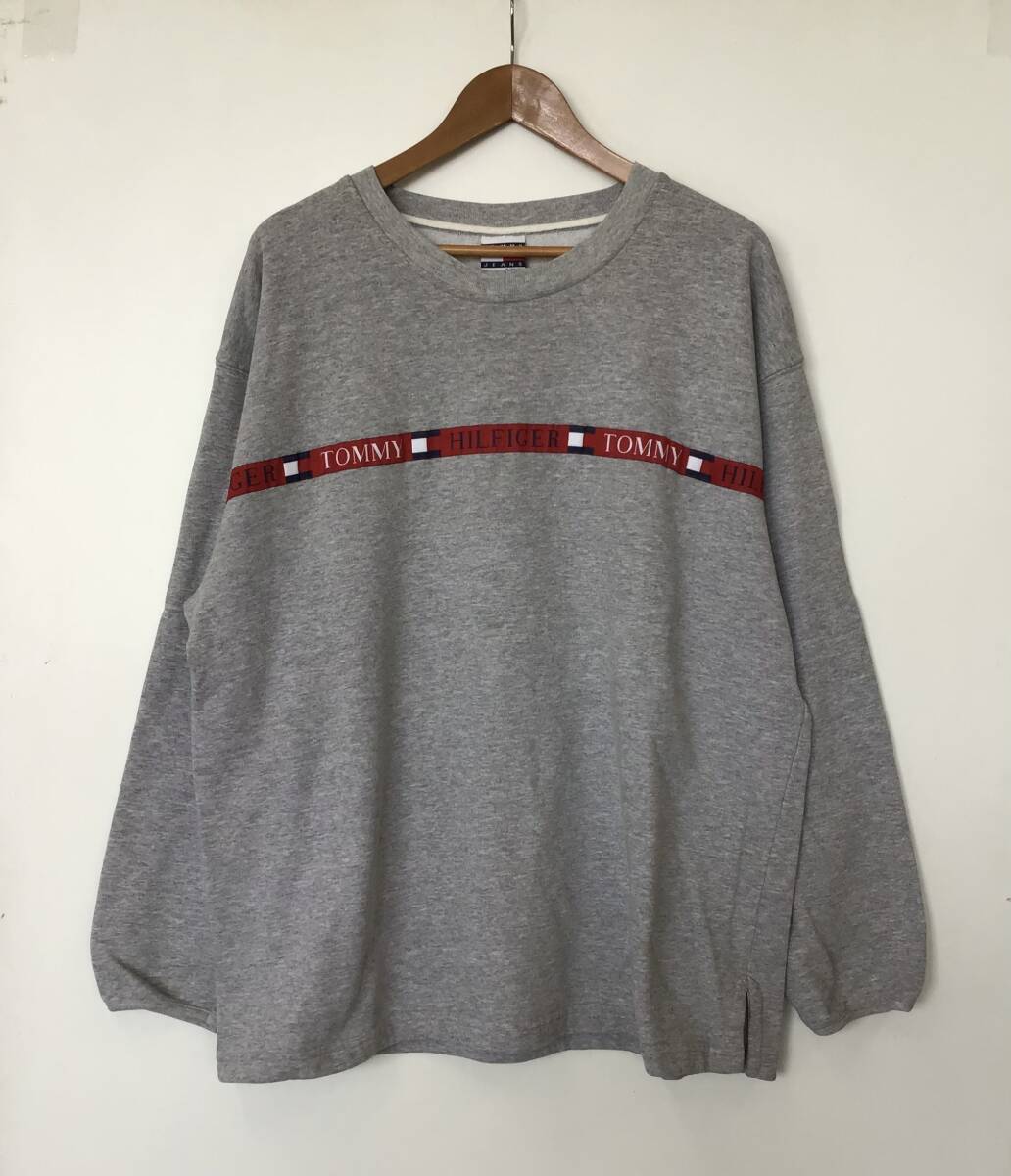 《 H 410》TOMMY HILFIGER トミーヒルフィガー スウェットシャツ トレーナー XXL グレー トップス 1円スタート アメリカ古着 古着卸_画像2