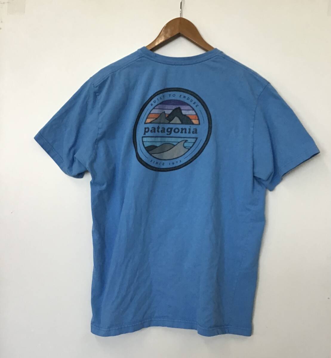 《 H 324》Patagonia パタゴニア 半袖Tシャツ バックプリント アウトドア トップス XL 水色 1円スタート アメリカ古着 古着卸_画像2