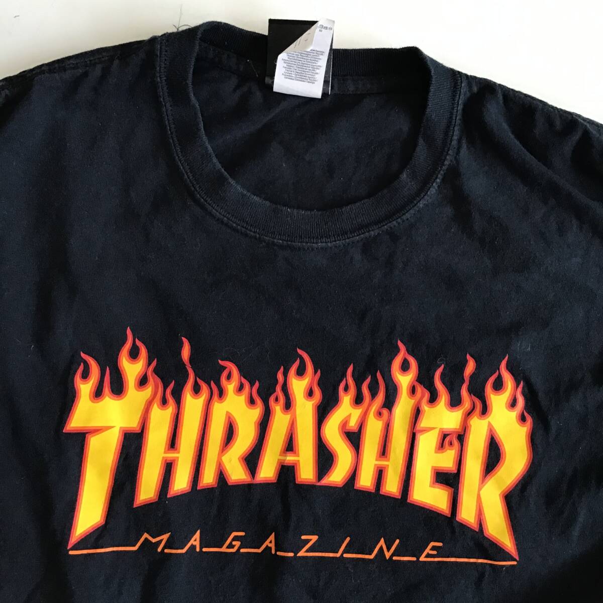 《 H 303》THRASHER スラッシャー 半袖Tシャツ スケボー プリント Lサイズ 黒 トップス 1円スタート アメリカ古着 古着卸_画像1