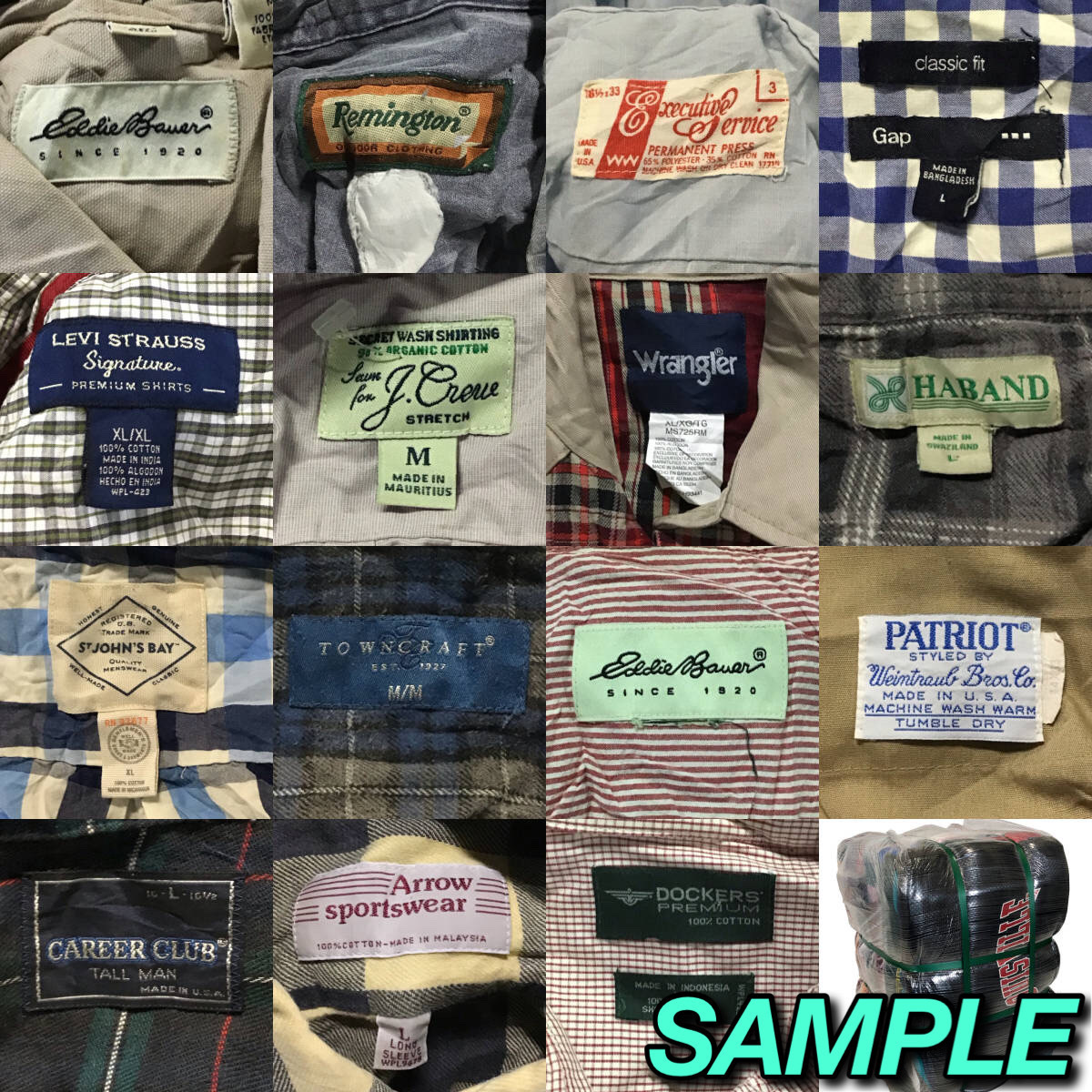 【T319】★1円スタート★ アメリカ古着卸オススメALL MEN'S SHIRT 大量 50kgベール目玉商品 S/S L/S 色デザイン豊富 ブランド有り 仕入れ_画像3