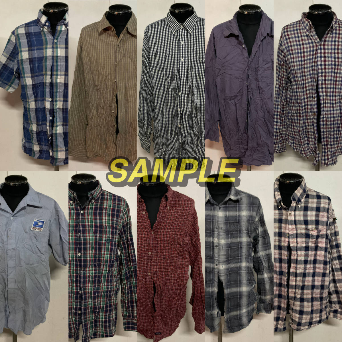 【T413】★SALE特価★ アメリカ古着卸オススメALL MEN'S SHIRT 大量 50kgベール目玉商品 カラバリデザイン豊富S/S L/S ブランド有り 仕入れ_画像2