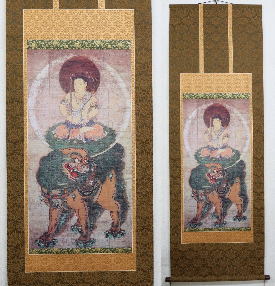 [ genuine work ]173 height mountain temple important culture fortune writing . bodhisattva image industrial arts printing also box limitation .. 7 number issue place . beautiful ... Buddhism fine art temple . Buddhist image hanging scroll 