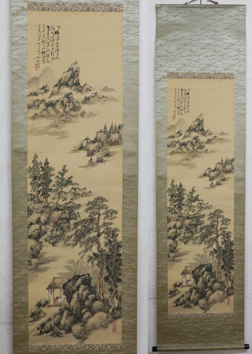 [ genuine work ]179... industry [ thing out ] landscape map south painter temple cape wide industry .. Akita . person Meiji Showa era judgment box China . Japanese picture era hanging scroll 