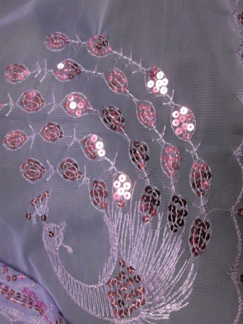  new goods * free shipping * ska LAP embroidery spangled Kirakira kjak stole purple 