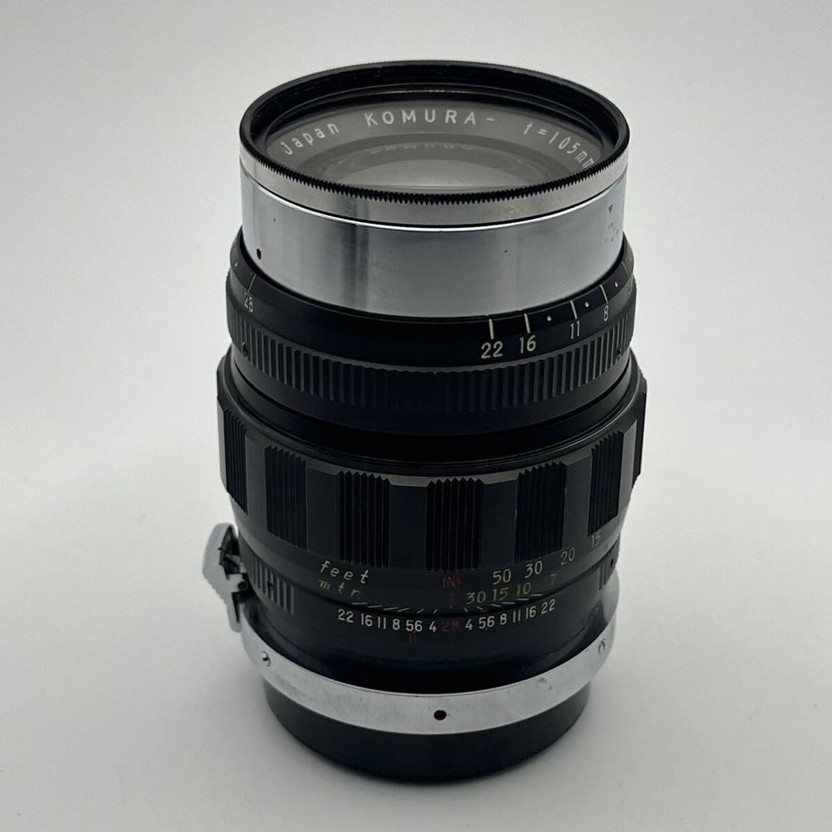 希少 KOMURA- 105mm f2.8 コムラー Sankyo Koki Japan 三協光機 Nikon ニコン Sマウント 革ケース ビューファインダー付_画像2