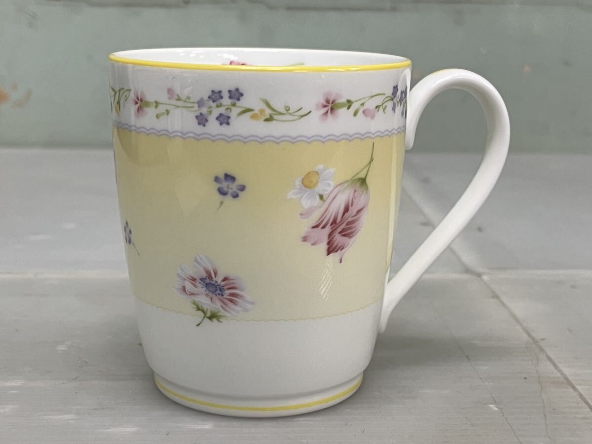 未使用品　ノリタケ NORITAKE ジュヌフレール イエロー マグカップ 花柄 Noritake _画像2