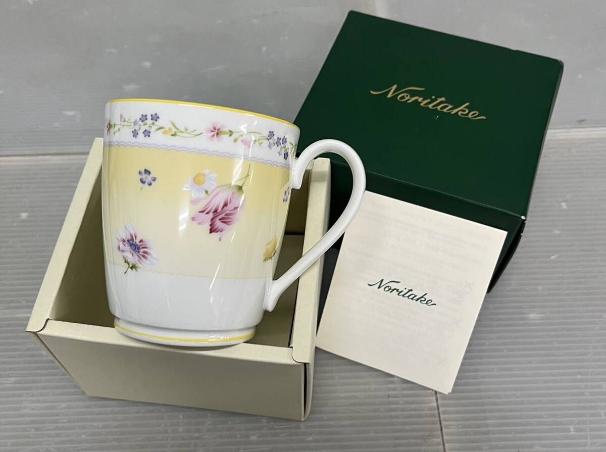 未使用品　ノリタケ NORITAKE ジュヌフレール イエロー マグカップ 花柄 Noritake _画像1