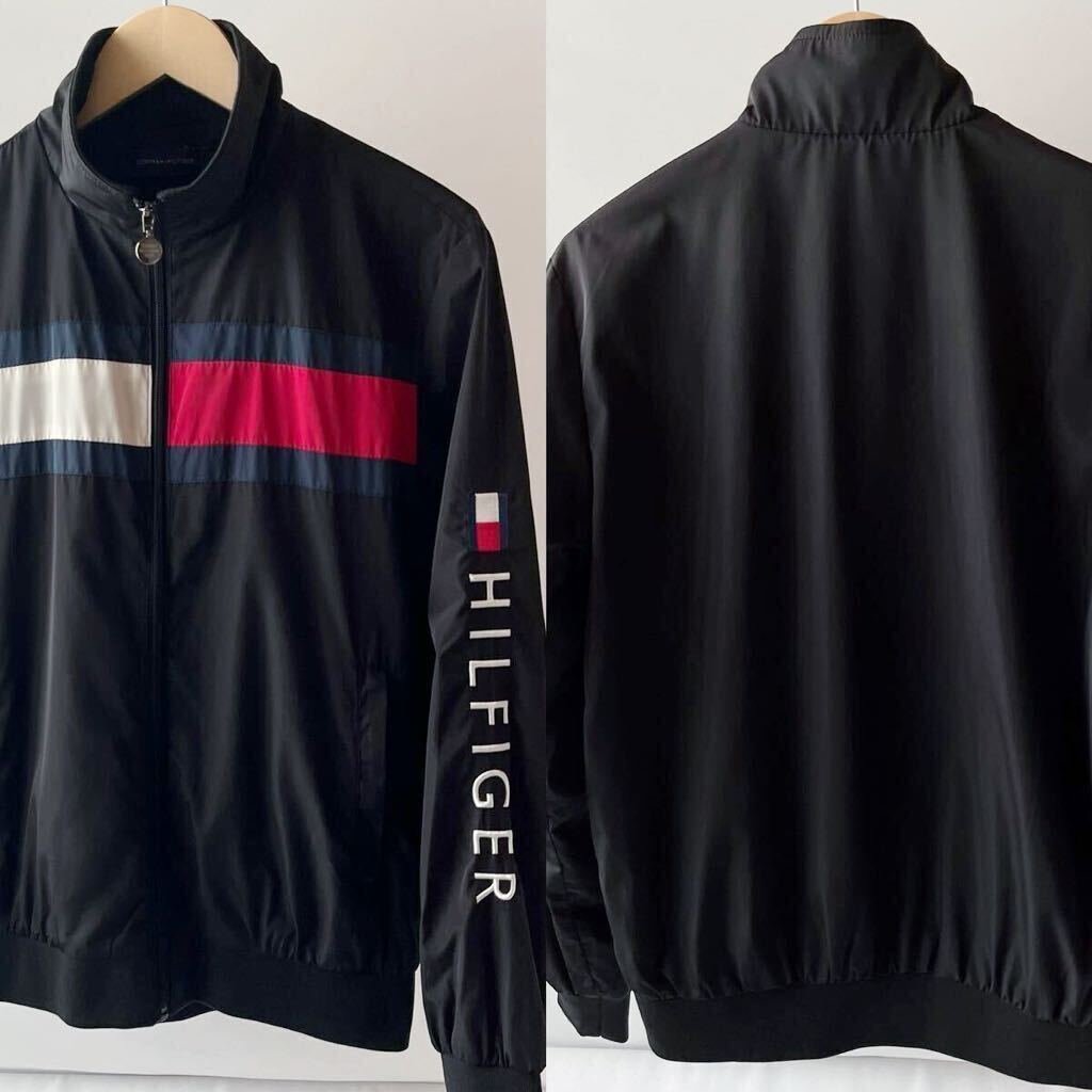 トミーヒルフィガー TOMMY HILFIGER フルジップ ナイロンジャケット M ブラック 裏地メッシュ スタンドカラー 春 秋 ジャケット 黒_画像9