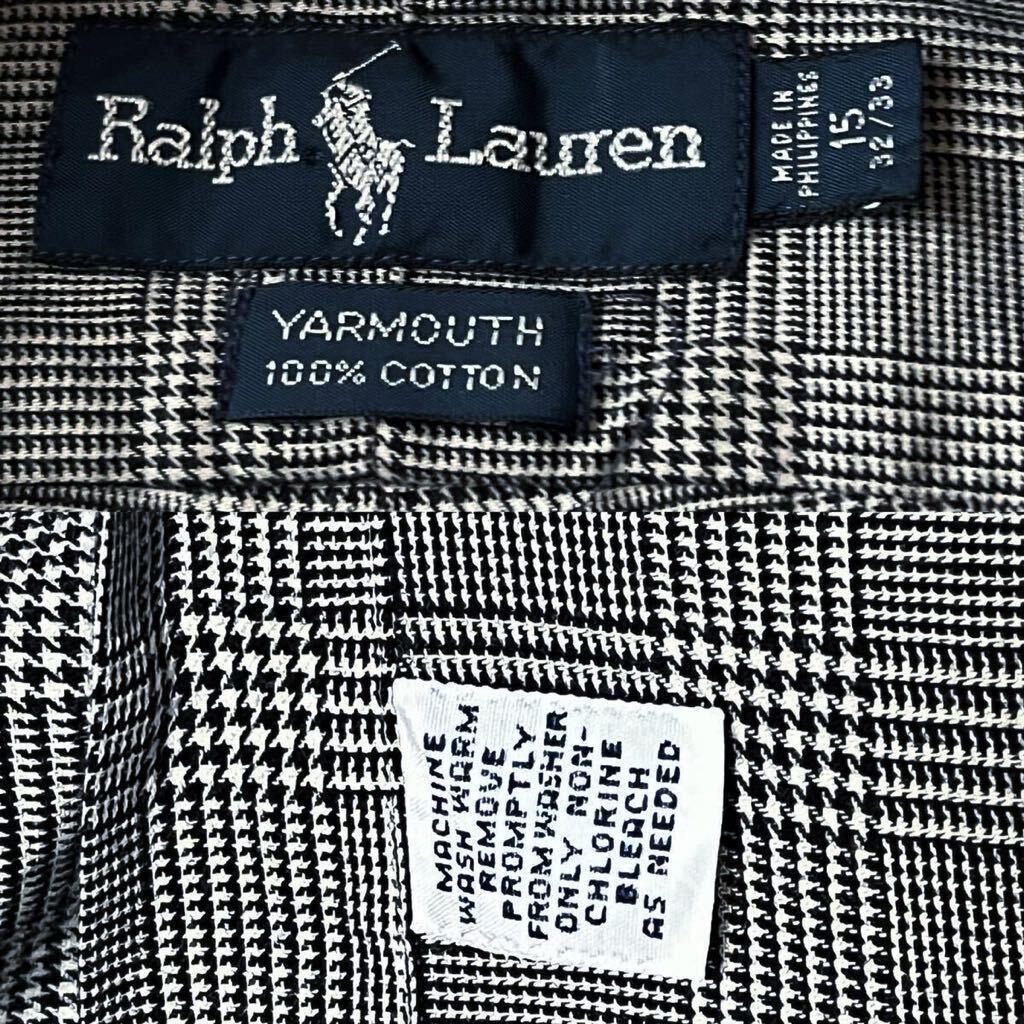 ラルフローレン RALPH LAUREN ボタンダウン 長袖シャツ 15 32/33 (日本L) 千鳥格子 グレンチェック ブラック ホワイト シャツ _画像9