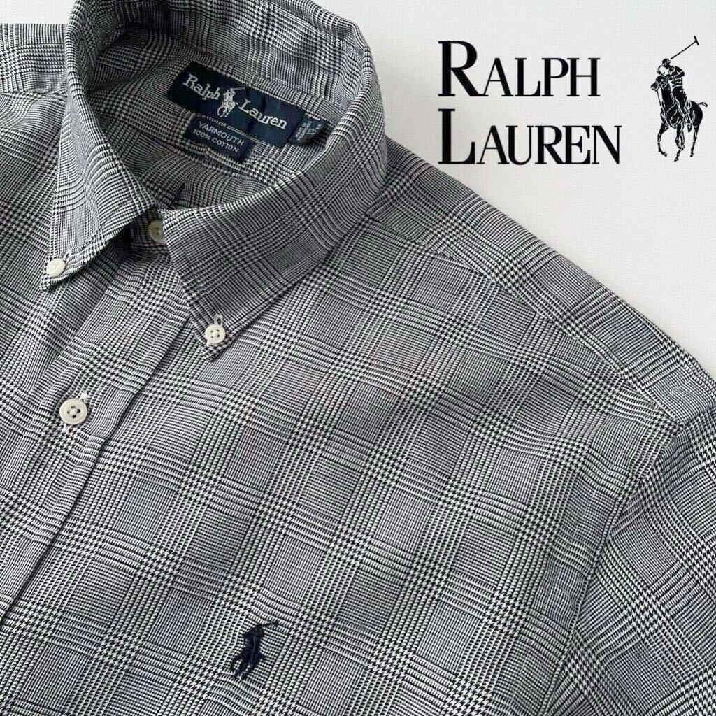 ラルフローレン RALPH LAUREN ボタンダウン 長袖シャツ 15 32/33 (日本L) 千鳥格子 グレンチェック ブラック ホワイト シャツ _画像1