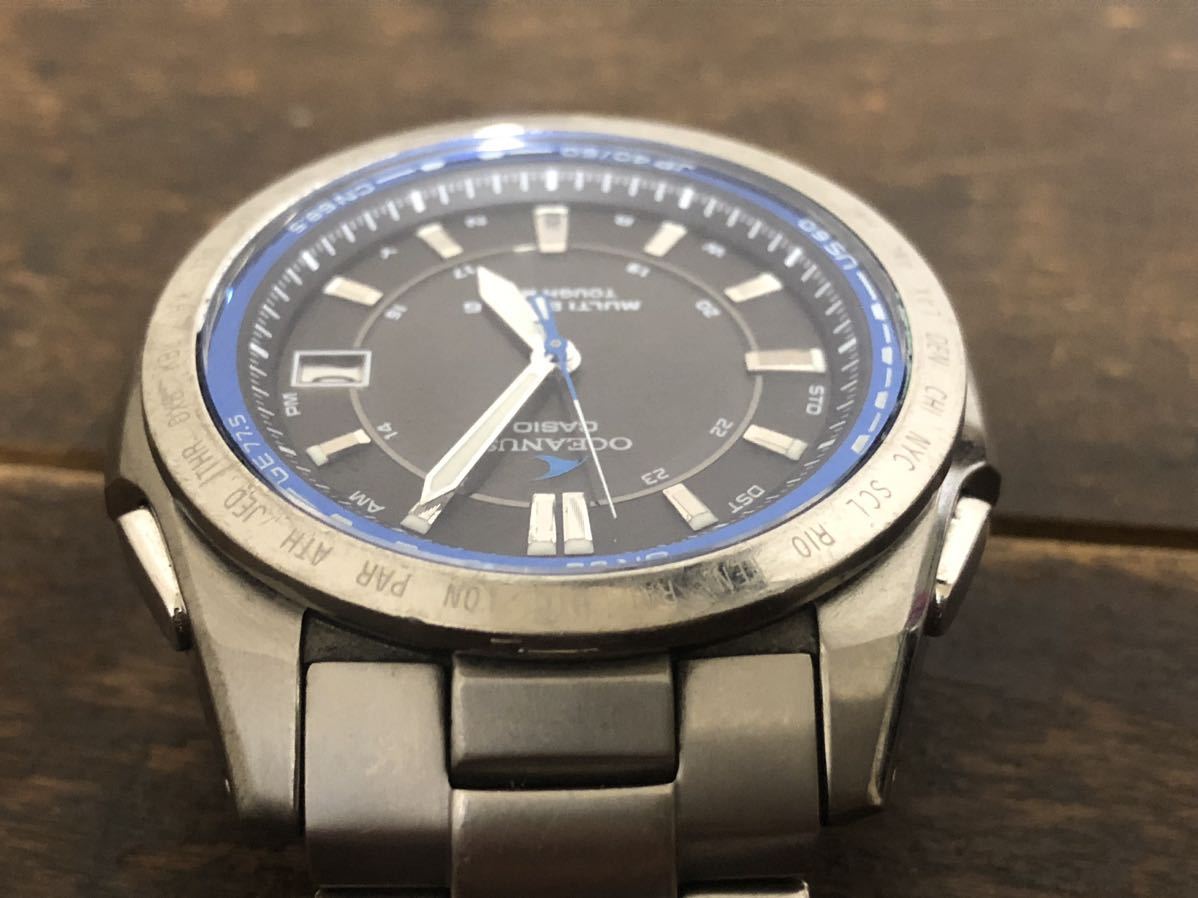 ■爆安■P-9■CASIO OCEANUS ソーラー腕時計/アナログ/ステンレス/GRY/SLV/0CW-T100/オシアナス■_画像3