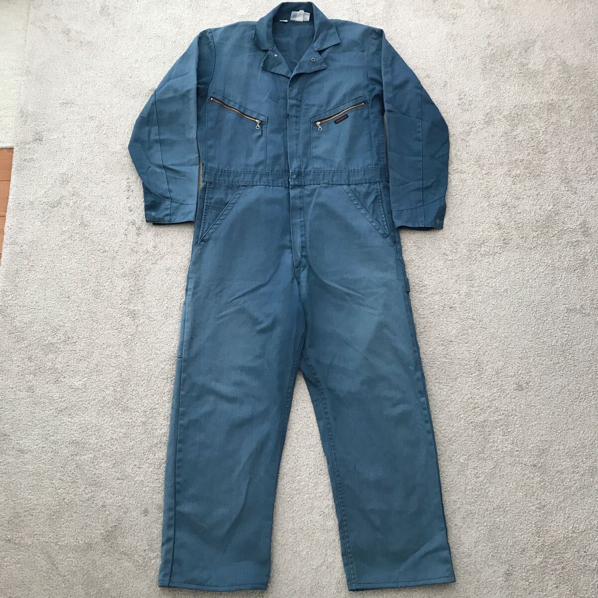 90's DICKIES ディッキーズ オールインワン ツナギ ワークウェア ALL IN ONE W40 ネイビー系 退色 フェード TALON 作業着 90年代_画像1