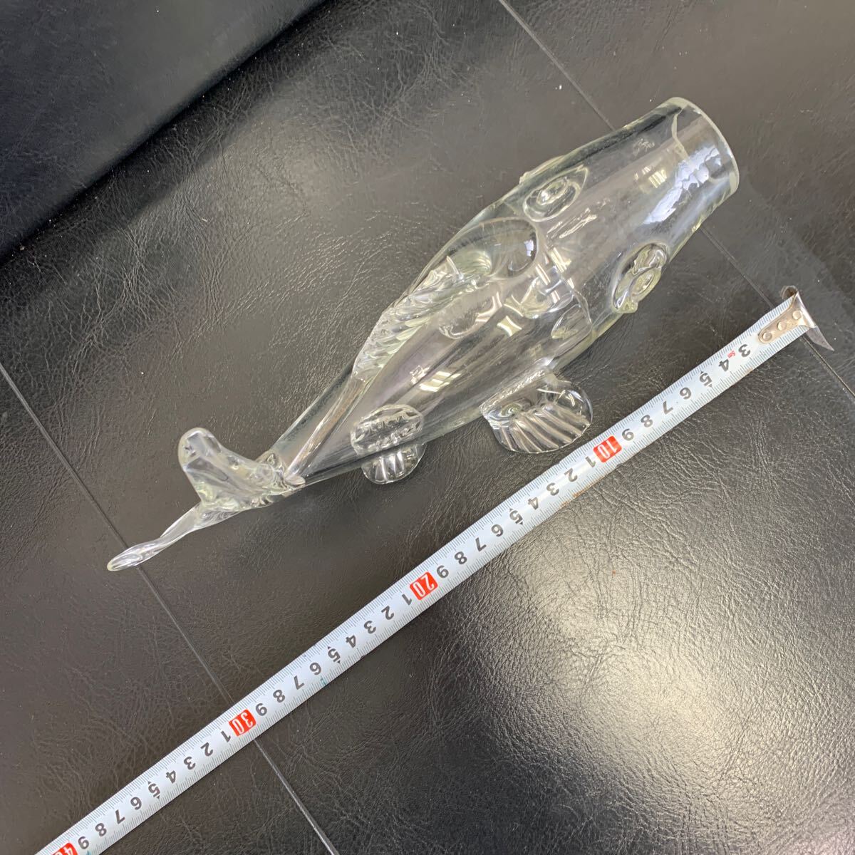 ガラスの魚  インテリア置物 アンティーク 展示品放出   気泡入り 手作り品 全長29cmの画像5