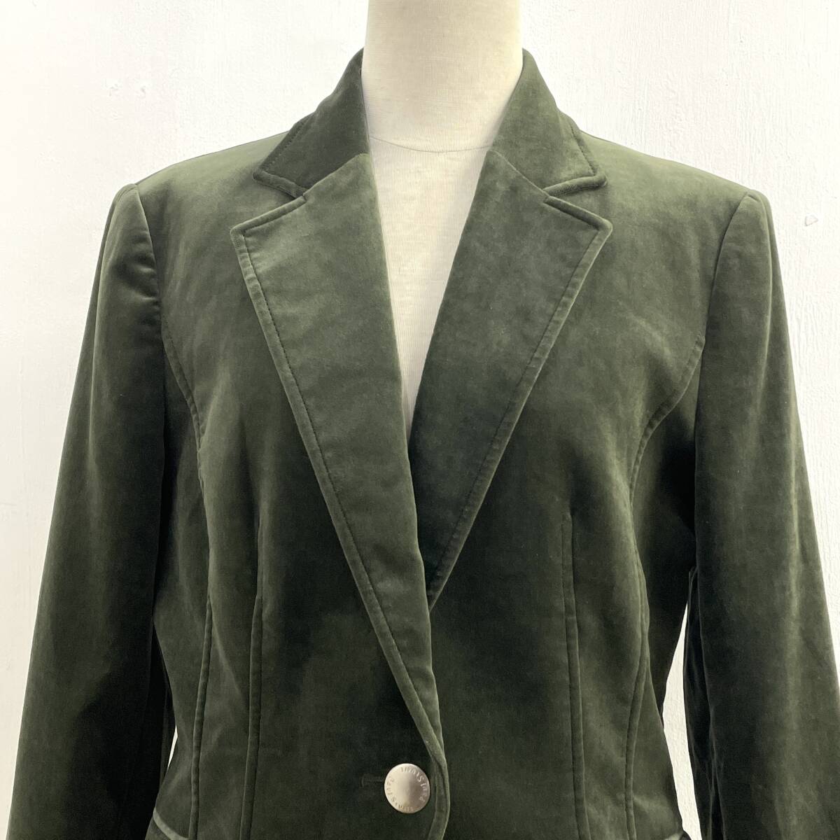 *Paul Stuart paul (pole) Stuart velour 1B tailored jacket velour jacket green group size 8 old clothes [ uniform carriage / including in a package possibility ]H