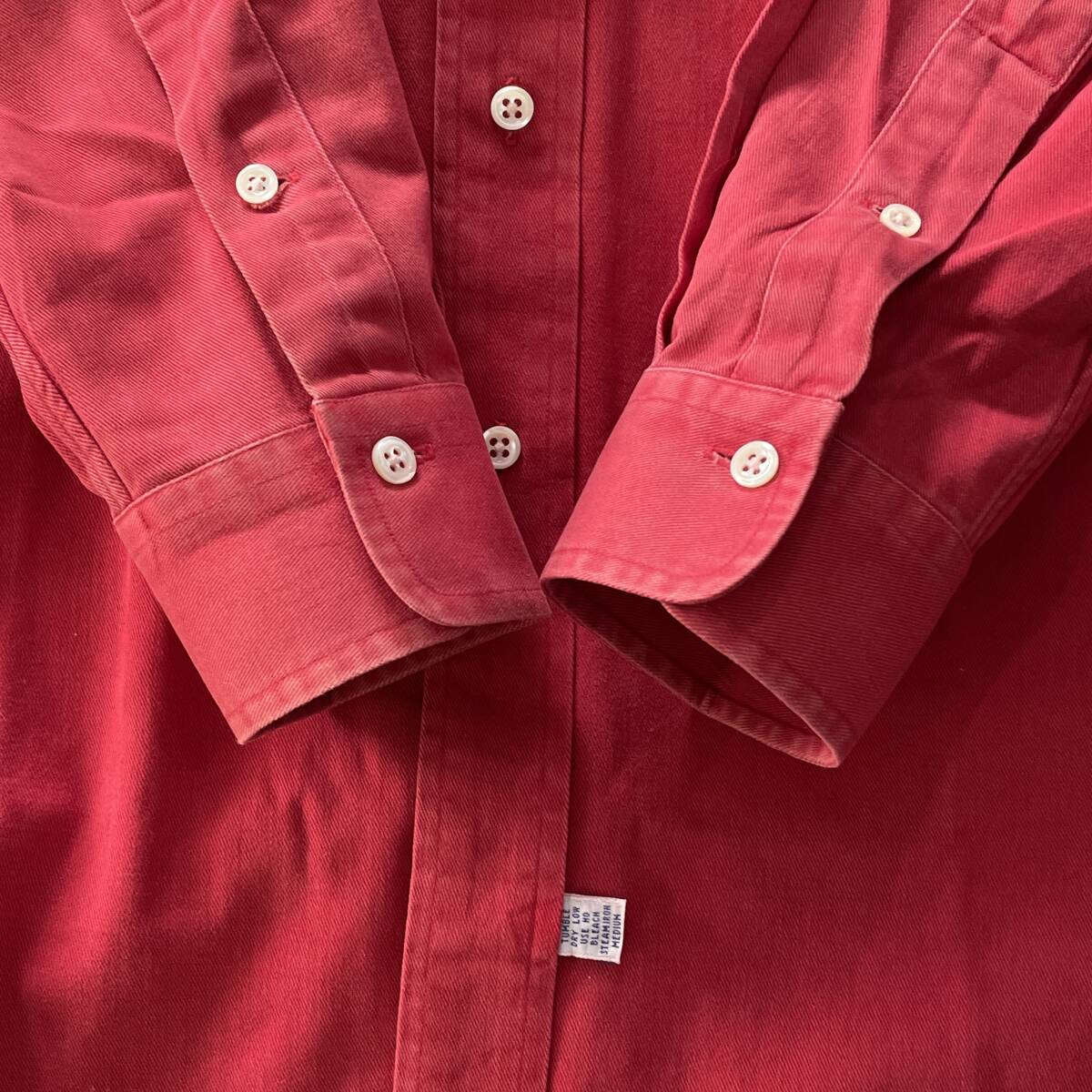 ☆Ralph Lauren ラルフローレン 90s Vintage シンガポール製 長袖ボタンダウンシャツ レッド 赤 サイズM【レターパックプラス郵送可】I_画像7