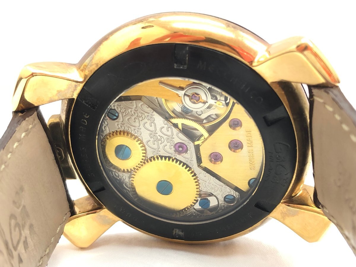 送料無料 GaGaMILANO ガガミラノ マヌアーレ 48ｍｍ 手巻き ゴールドプレート カーボンダイアル メンズ 腕時計 正規品の画像6