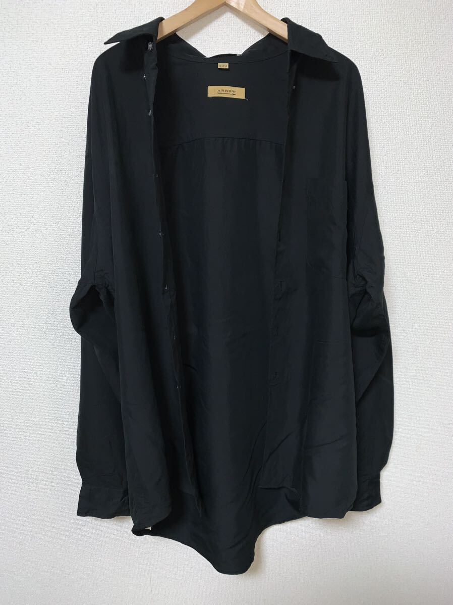 スペシャル 黒レーヨン 極美品 80'sビンテージARROW ブラック 長袖シャツ ビッグサイズ 90's 70's 60's 50's 40's オンブレ ロカビリーの画像5