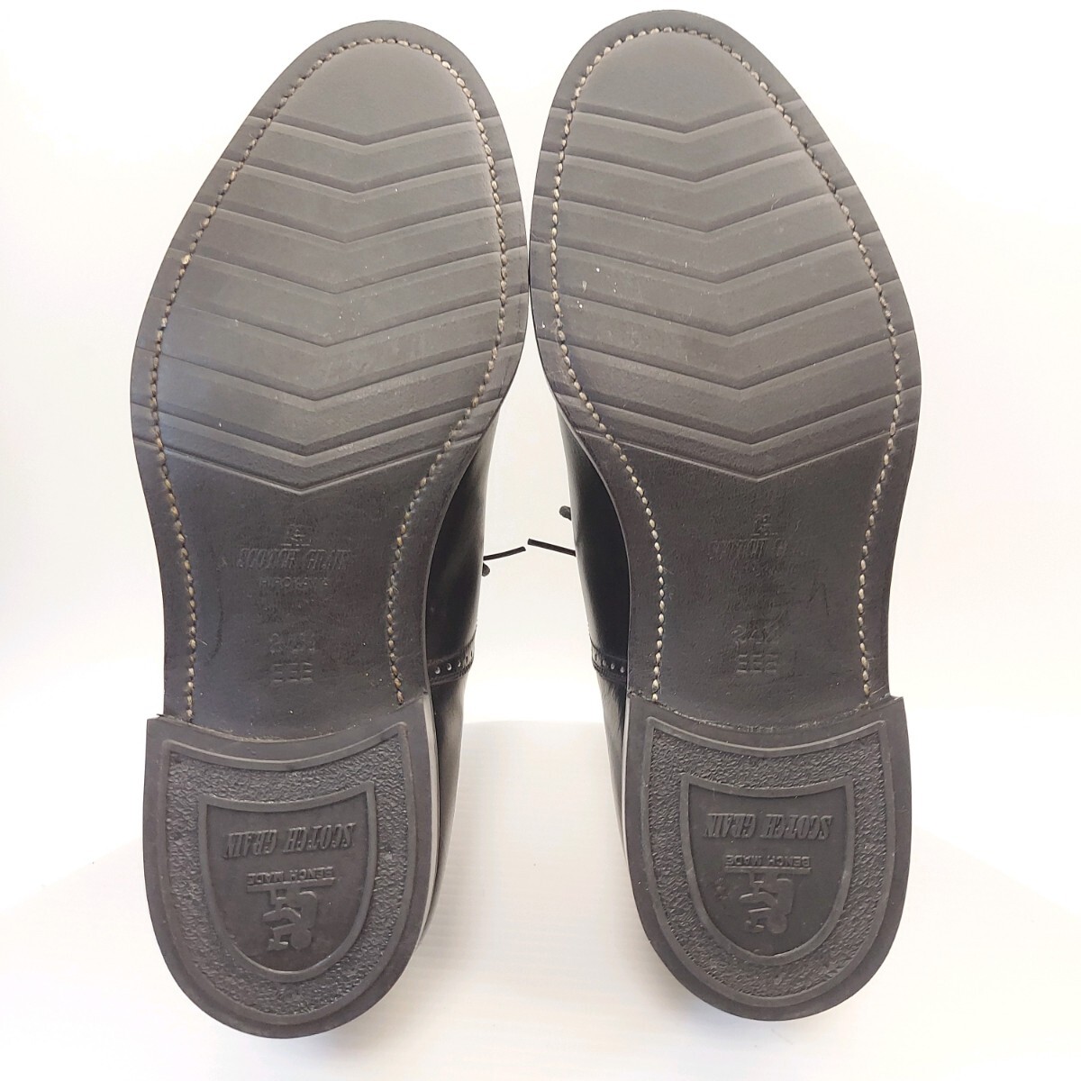 SCOTCH GRAIN スコッチグレイン ビジネスシューズ パンチドキャップトゥ ストレートチップ 内羽根 革靴 ブラック系 24.5cm3E_画像7