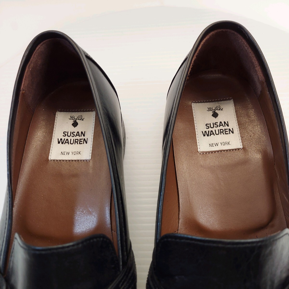 SUSAN WAUREN タッセルローファー ビジネスシューズ カンガルー革 革靴 ブラック系　26.5cm3E_画像8